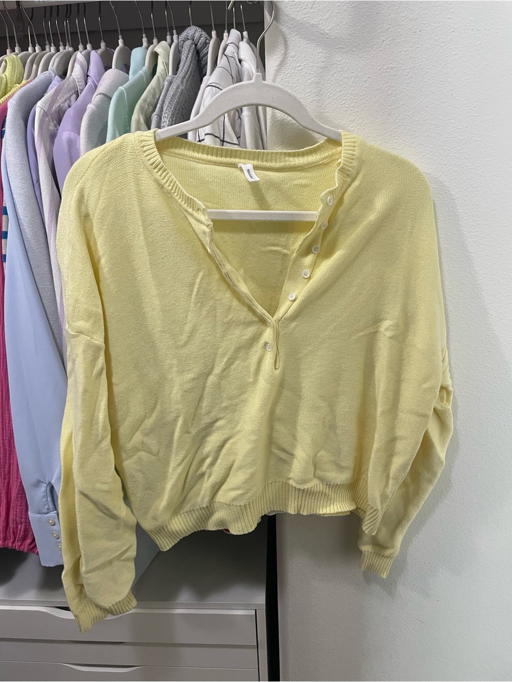 Wishlist Yellow Button Henley Sweater